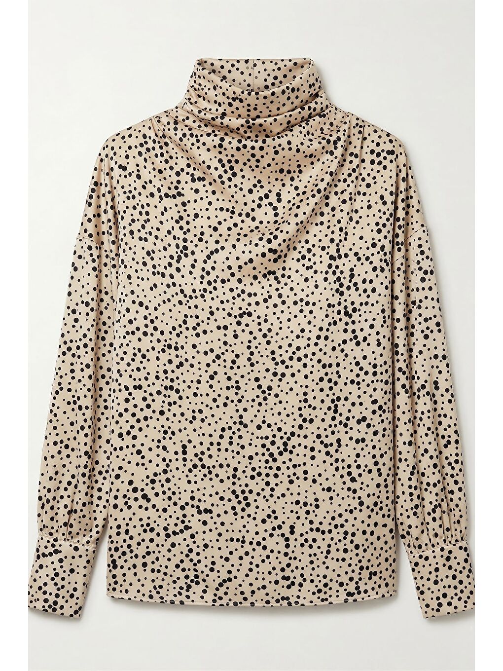 Küçük Puantiye Desenli Bluz - Bej-3