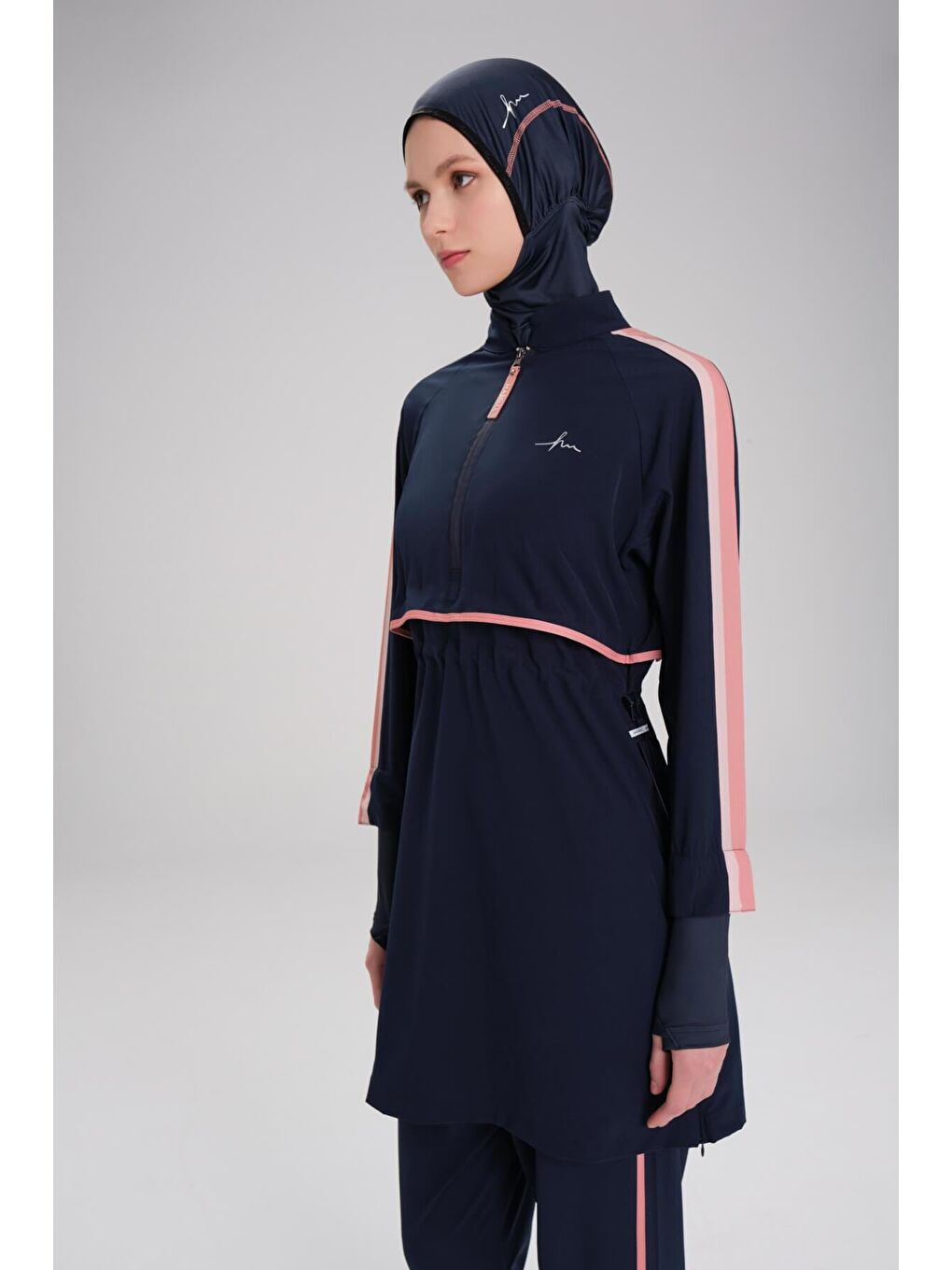 Esila H-Per Lacivert 6 Parça Jileli Tam Tesettür Mayo Takımı 3125-9