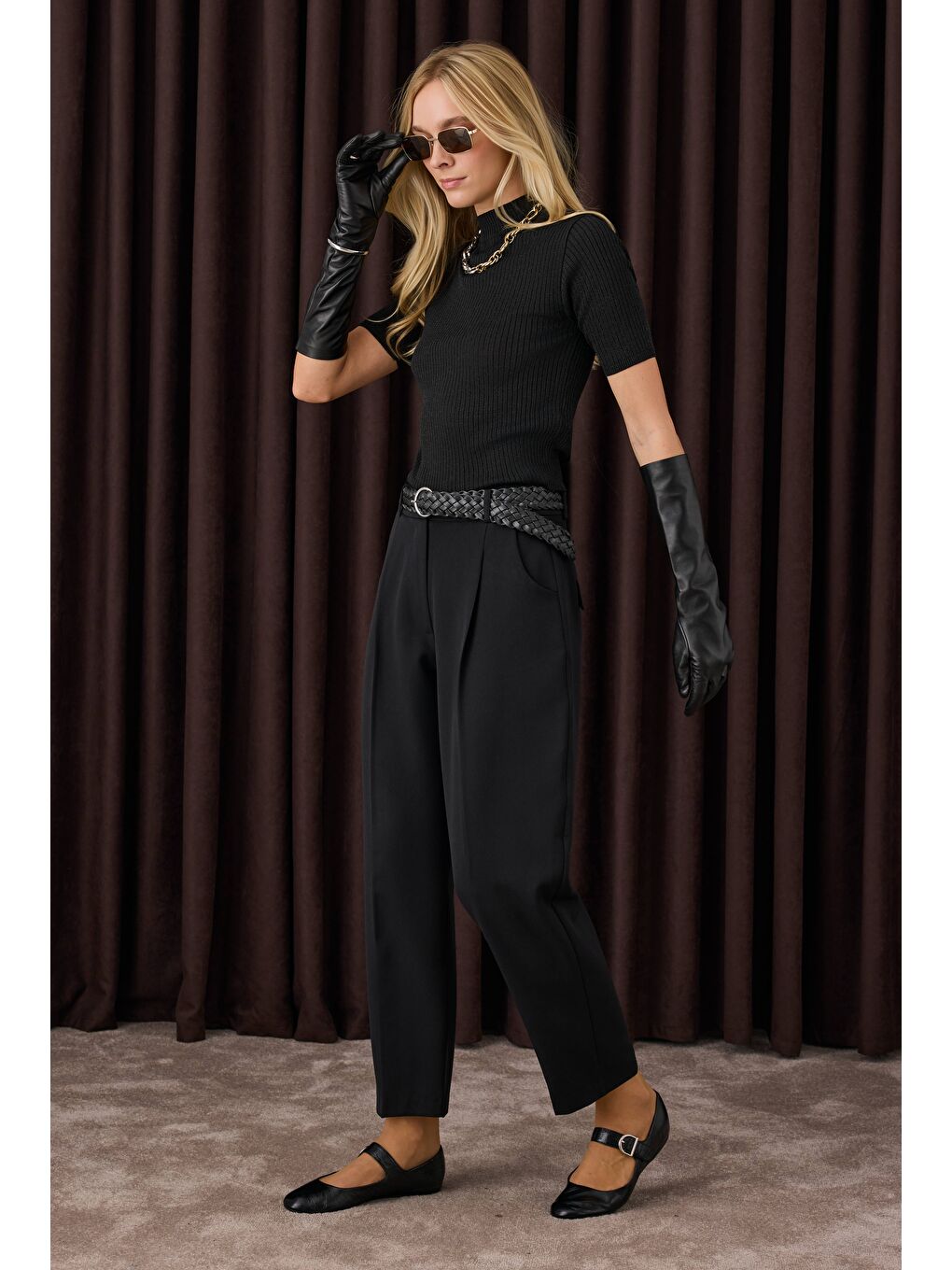 Havuç Kesim Pantolon Siyah-1