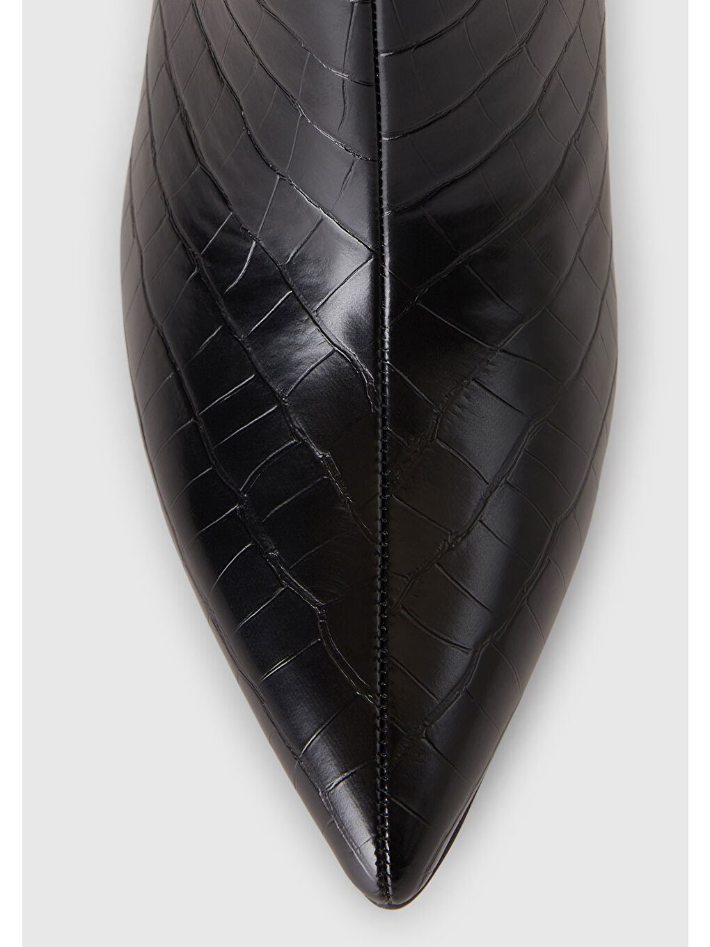 Kadın Siyah Sentetik Sivri Burun Topuklu Kroko Bot-1