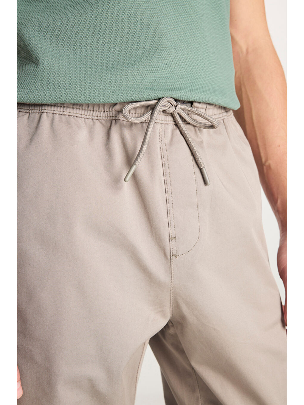 Regular Fit Normal Kesim Ribanalı Paça Pamuklu Gri Jogger Pantolon-4