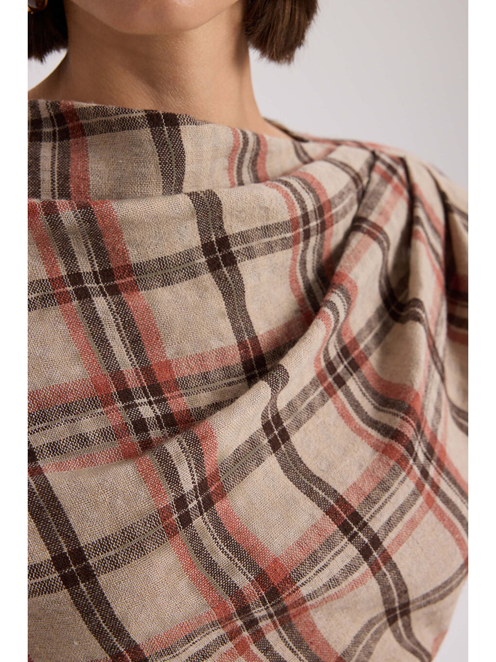 Petunya Ekoseli Turuncu Crop Etek Takım-6