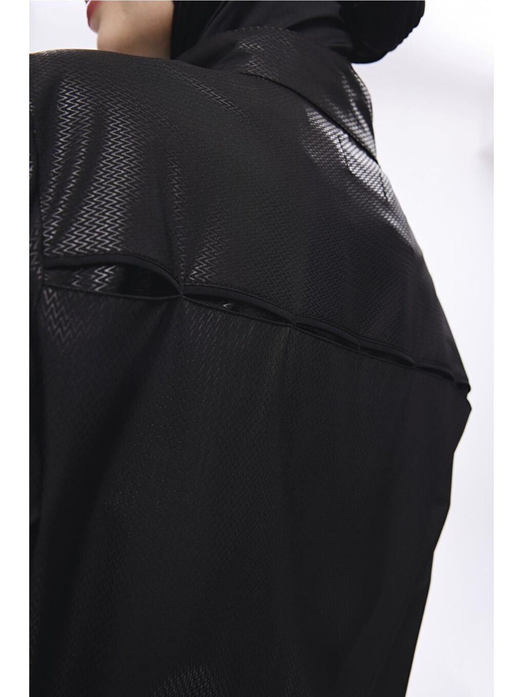 Kemer Toka Detaylı Dokulu Kumaş Siyah 5 Parça Tam Tesettür Mayo Takımı 5027-6