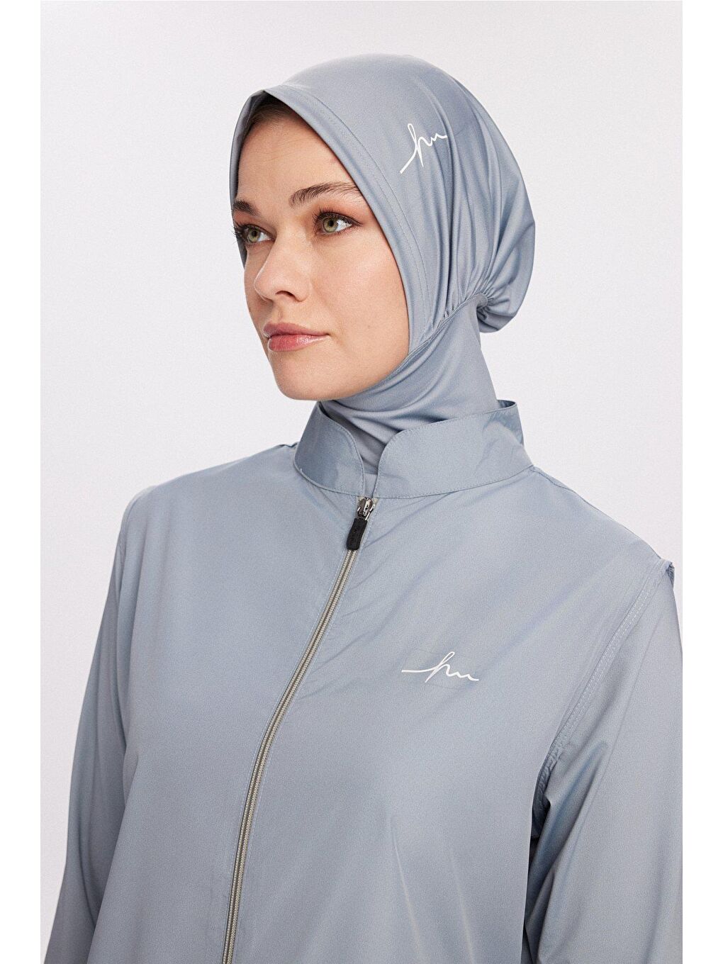 Turkuaz Açık Mavi Jileli 5 Parça Tam Tesettür Mayo Takımı 6025-1