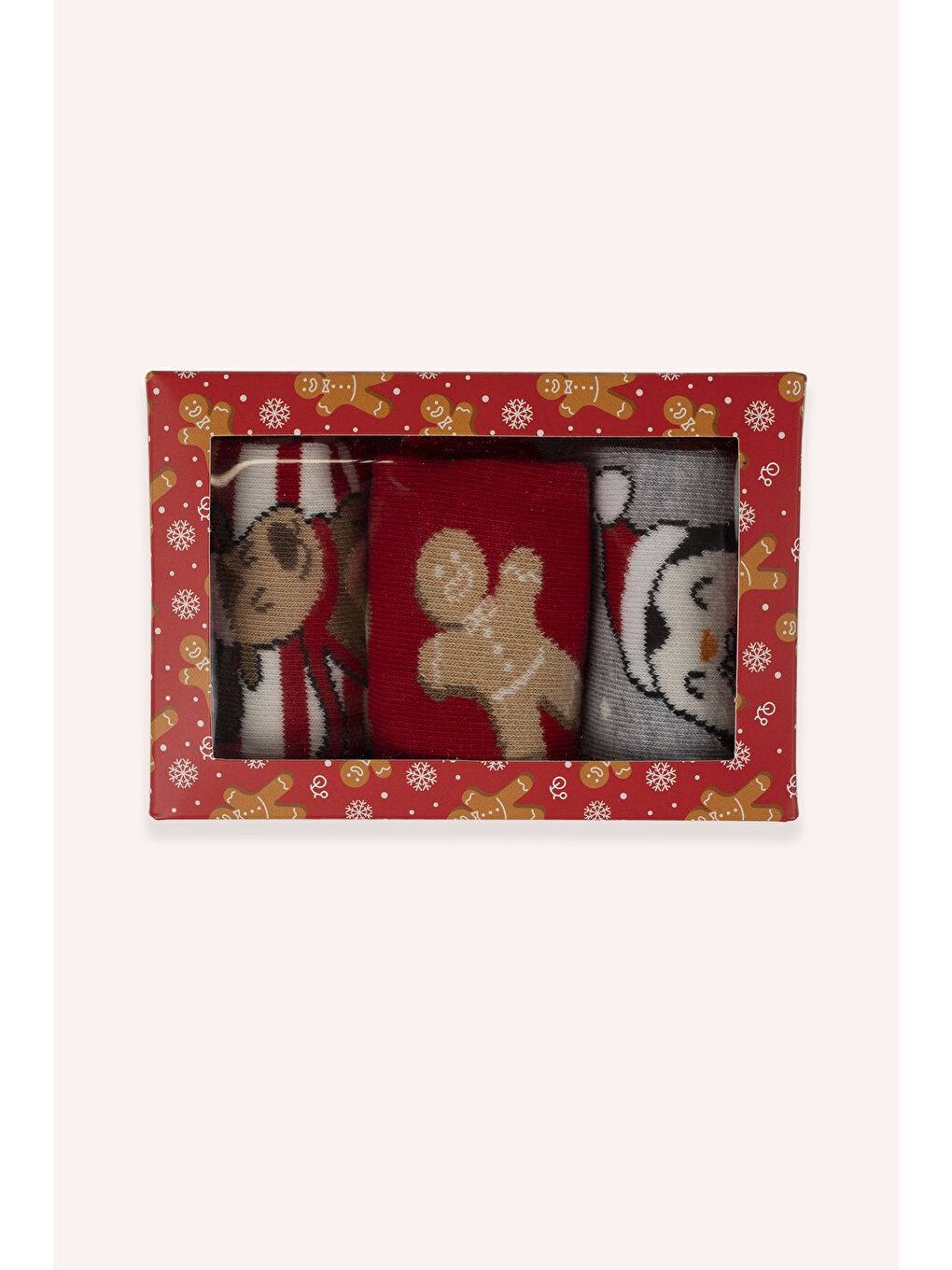 Karışık Unisex Çocuk Yılbaşı Konseptli 3'lü Soket Çorap-1