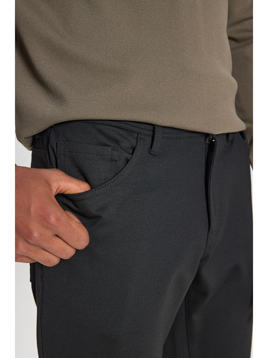 Erkek Siyah Slim Fit Dar Kesim 5 Cep Esnek Casual Pantolon-4