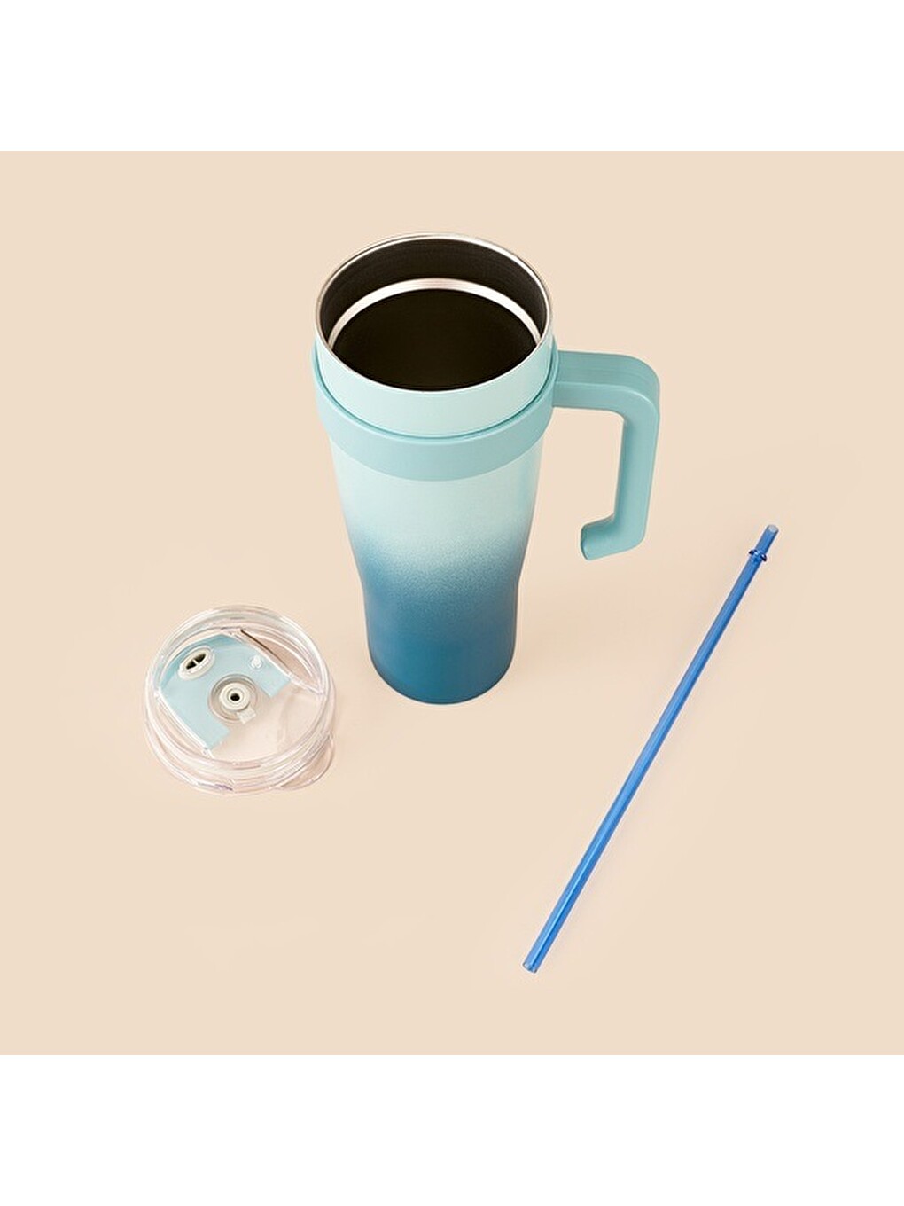 Karışık Horizon Pipetli Termos Bardak - Lacivert - 1 Lt-2