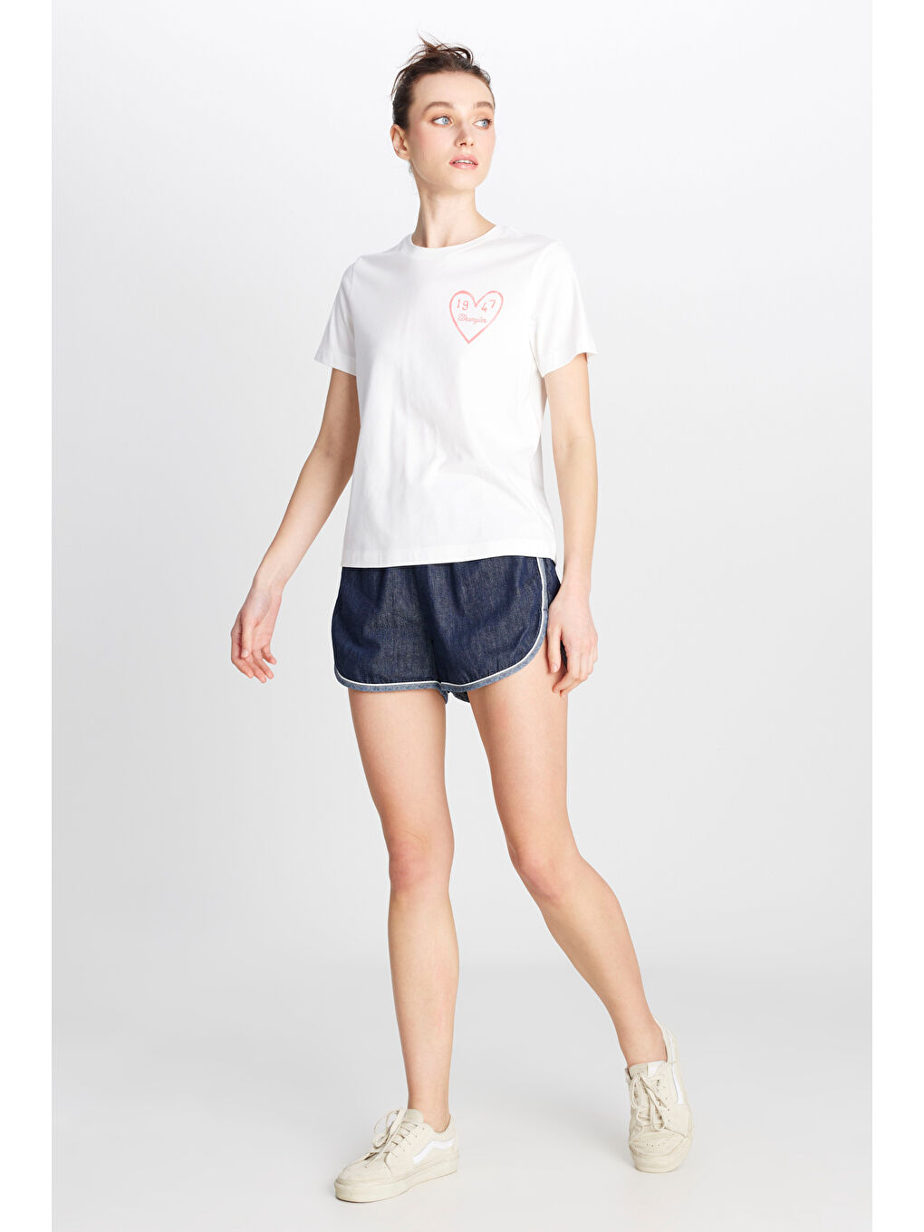 %100 Pamuk Regular Fit Normal Kesim Bisiklet Yaka Grafik Baskılı Ekru Tişört-2