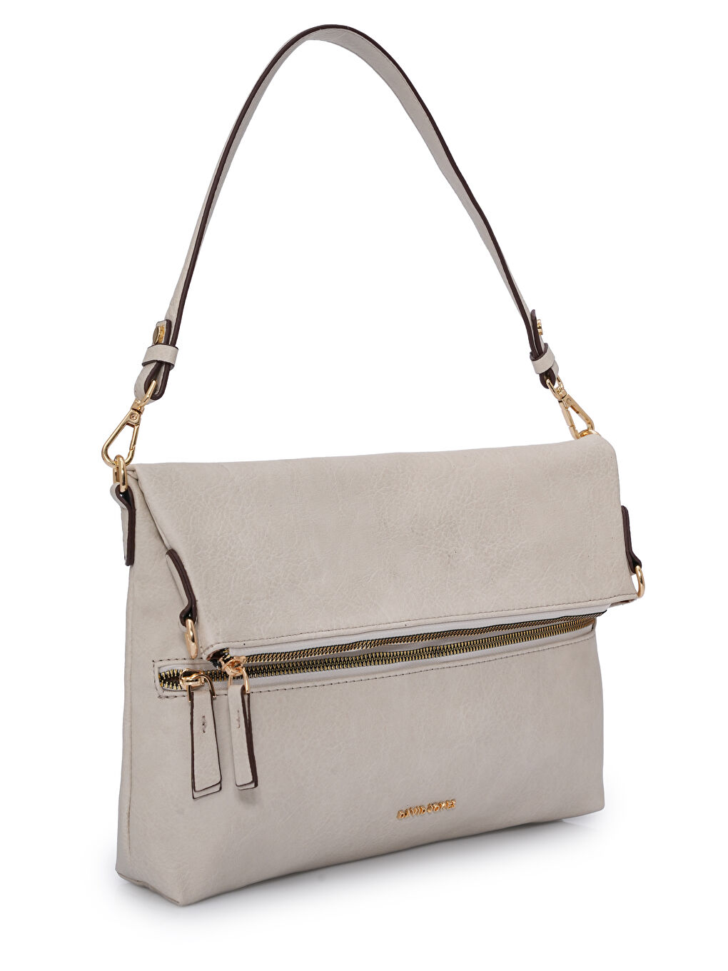 Ekru Kapaklı Fermuar Detaylı Çapraz Askılı Çanta DJ260-1