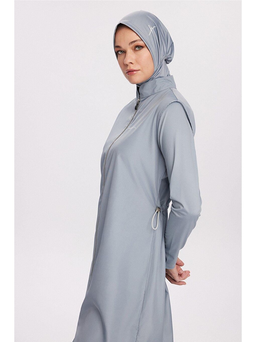 Turkuaz Açık Mavi Jileli 5 Parça Tam Tesettür Mayo Takımı 6025-4