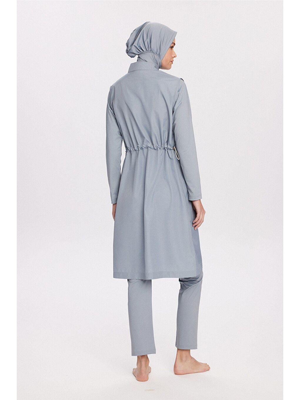 Turkuaz Açık Mavi Jileli 5 Parça Tam Tesettür Mayo Takımı 6025-5