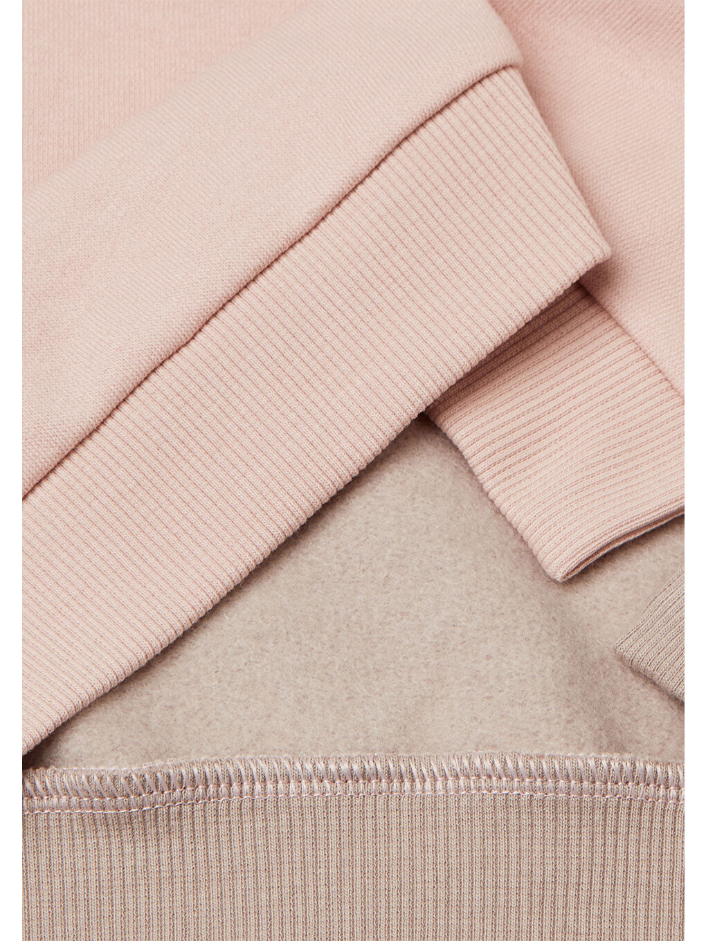 Kız Çocuk Pembe-Ekru Renk Bloklu Simli Logo Baskılı Yırtmaçlı Şardonlu Sweatshirt-2