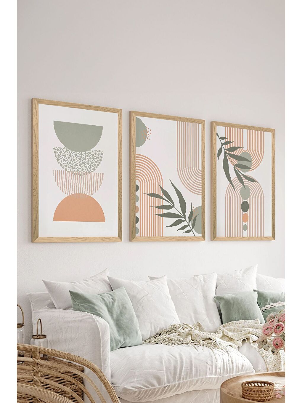 Beyaz 3 Parça Ahşap Çerçeve Görünümlü Mdf Tablo Seti 20x30 cm - ERSYCRVSZ3SET24