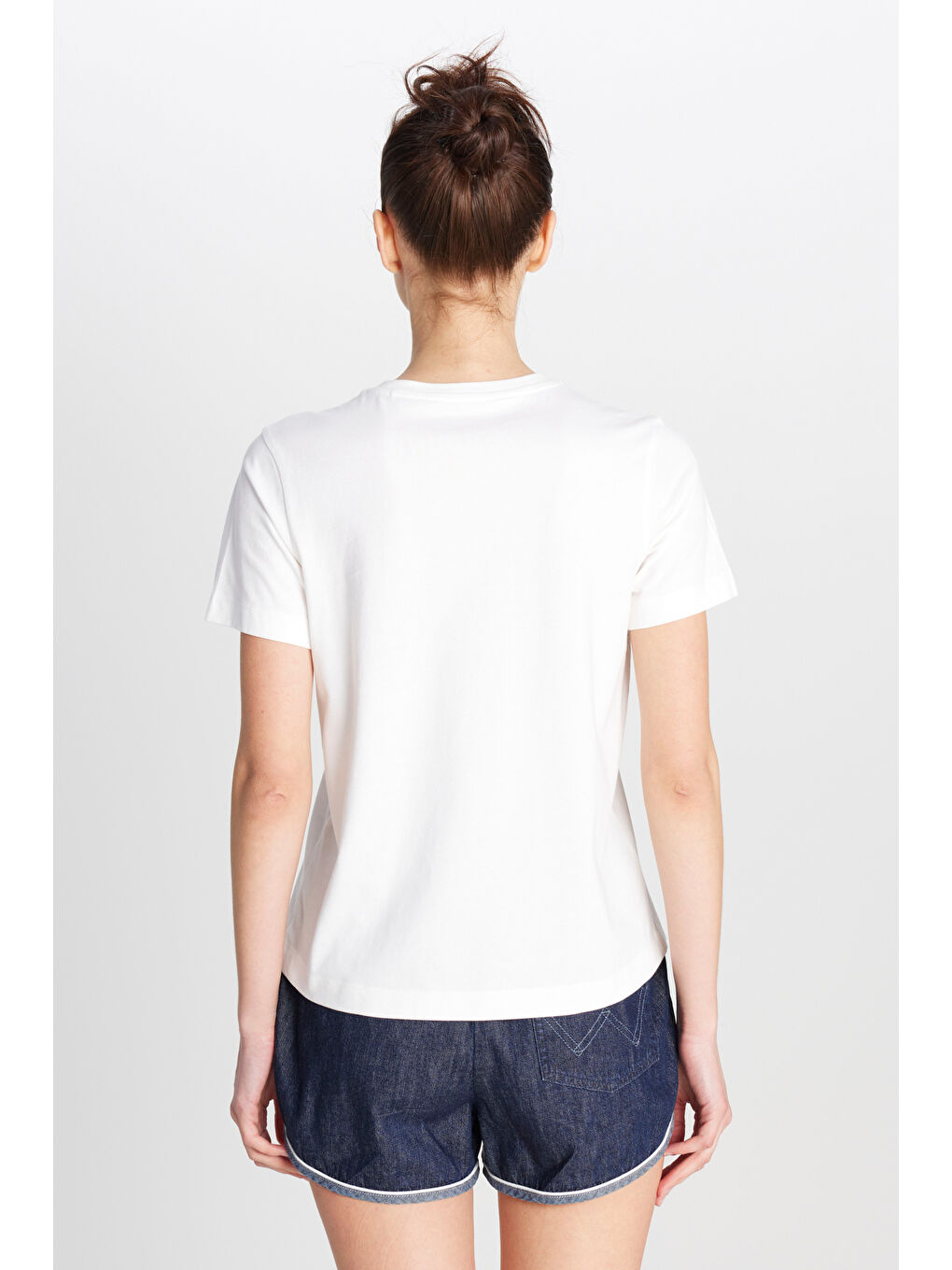 %100 Pamuk Regular Fit Normal Kesim Bisiklet Yaka Grafik Baskılı Ekru Tişört-4