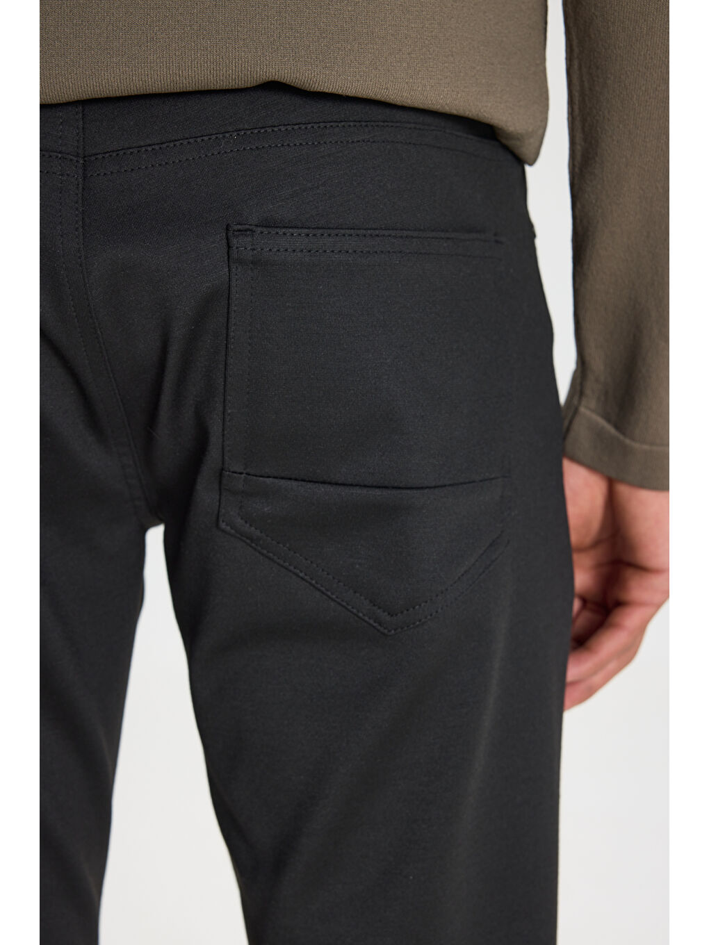 Erkek Siyah Slim Fit Dar Kesim 5 Cep Esnek Casual Pantolon-5