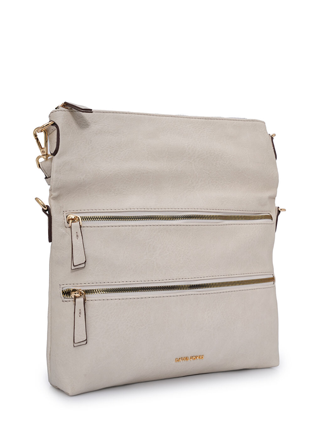 Ekru Kapaklı Fermuar Detaylı Çapraz Askılı Çanta DJ260-3