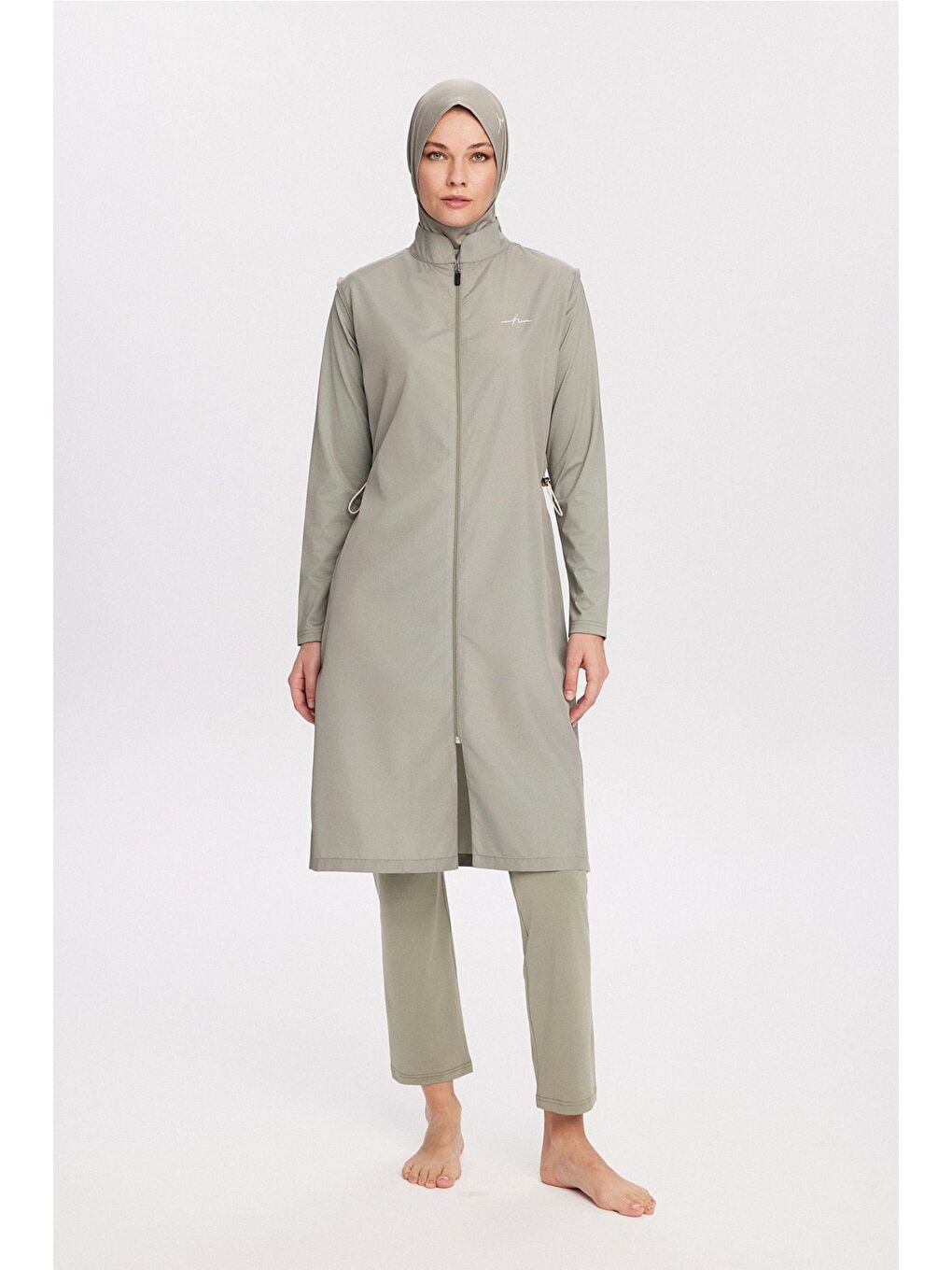 Turkuaz Yeşil Jileli 5 Parça Tam Tesettür Mayo Takımı 6025