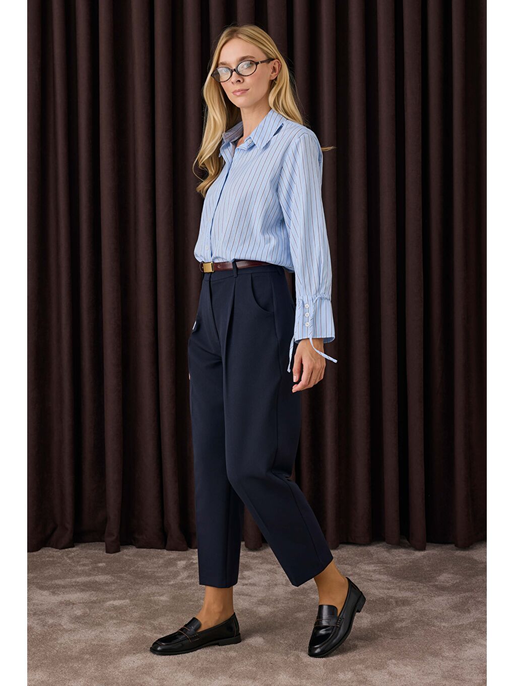 Havuç Kesim Pantolon Lacivert-1