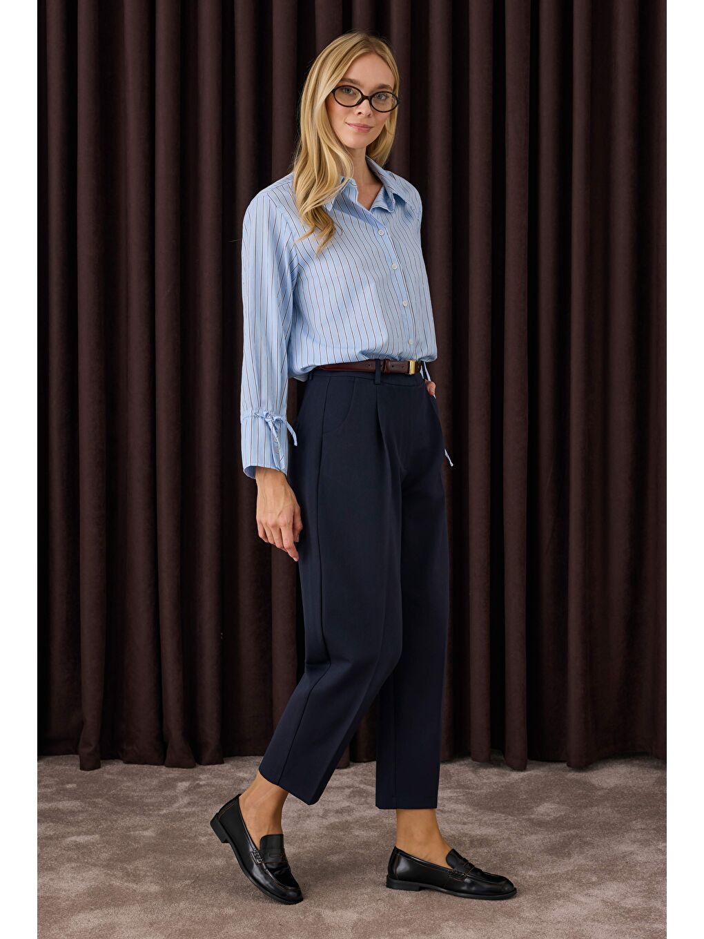 Havuç Kesim Pantolon Lacivert-2