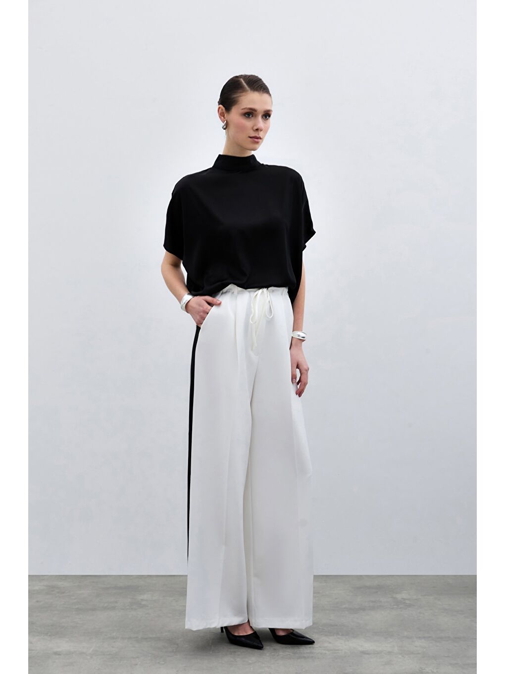 Yarasa Kol Salaş Bluz - Düz Siyah-2