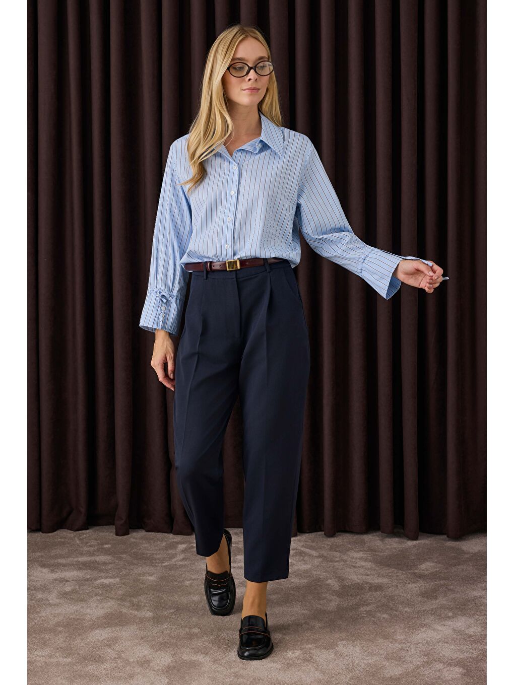 Havuç Kesim Pantolon Lacivert-3