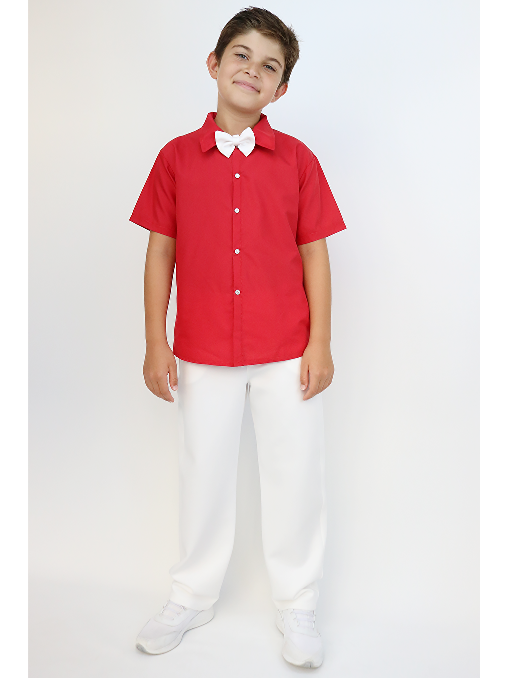 Kırmızı Erkek Çocuk Santino Papyonlu Alt Üst Takım 23 Nisan 29 Ekim 10 Kasım 19 Mayıs Gösteri Kıyafeti-1