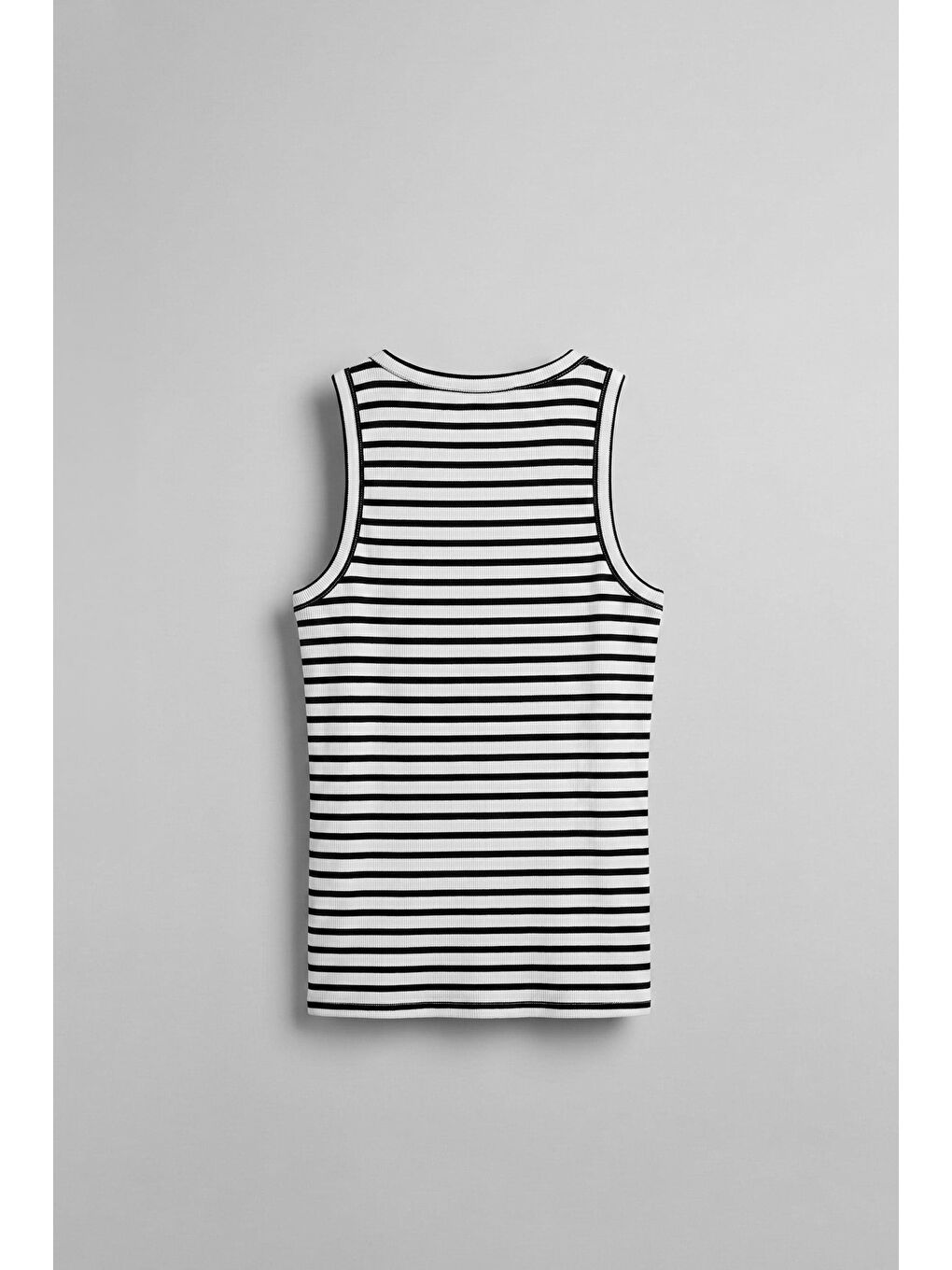 Erkek Ribana Kumaş Çizgili Atlet Beyaz-1