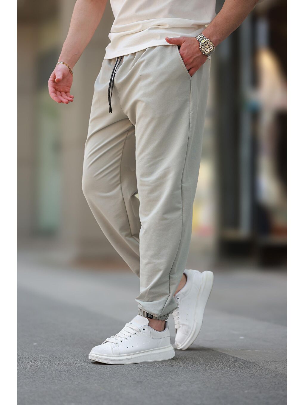 Mint Yeşili Rahat Kesim Paçası Lastikli Erkek Eşofman Altı E6573