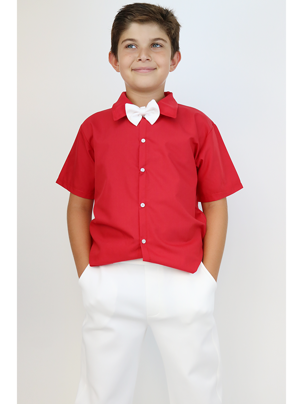 Kırmızı Erkek Çocuk Santino Papyonlu Alt Üst Takım 23 Nisan 29 Ekim 10 Kasım 19 Mayıs Gösteri Kıyafeti-3