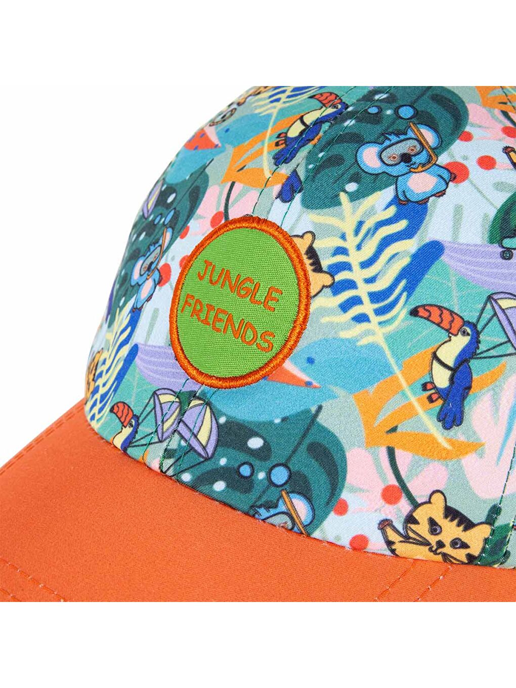 Jungle Friends 4-6 Yaş Erkek Çocuk Şapkası - Turuncu, Nakışlı, Ayarlanabilir Yazlık-3