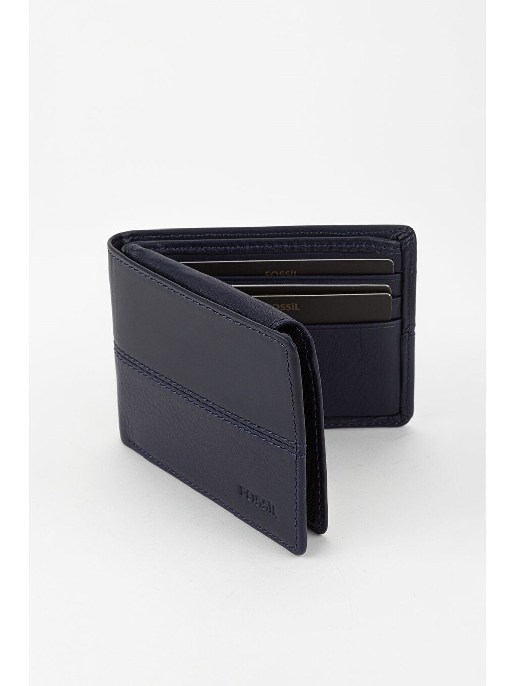 Lacivert Kutulu Hakiki Deri Yatay Dikişli Taba El Portföyü Kartlık Cüzdan