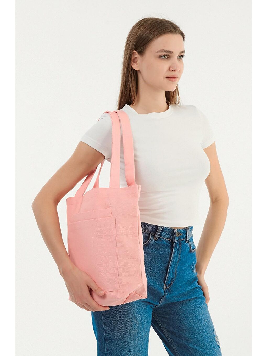 2 Cepli Pembe Gabardin Çanta-3