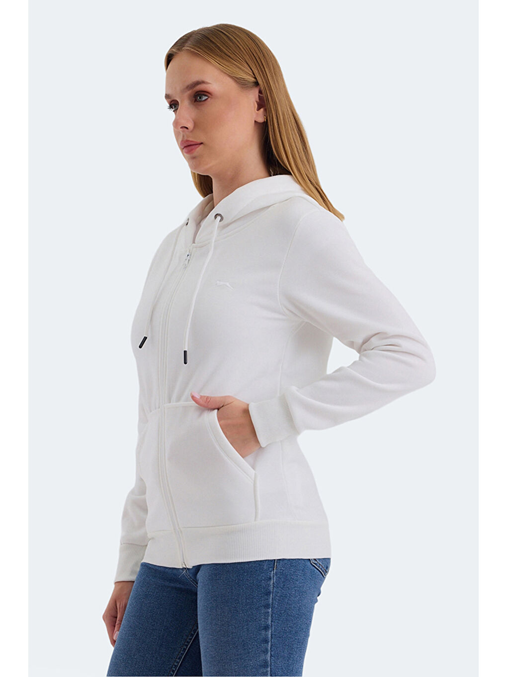 KATYA 2 li set Kadın Fermuarlı Kapüşonlu Cepli Beyaz - Siyah Sweatshirt-3