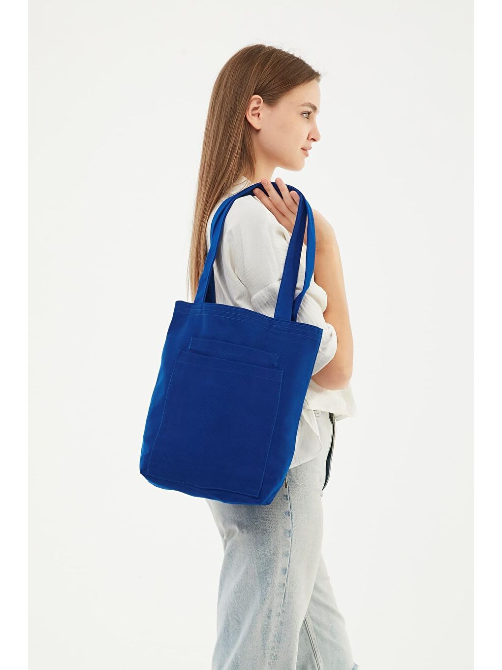 2 Cepli Saks Mavi Gabardin Çanta-1