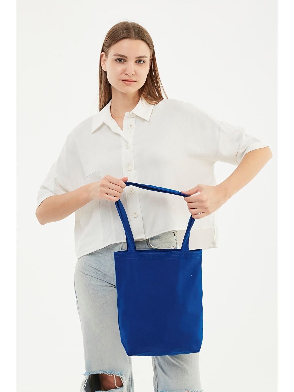 2 Cepli Saks Mavi Gabardin Çanta-4