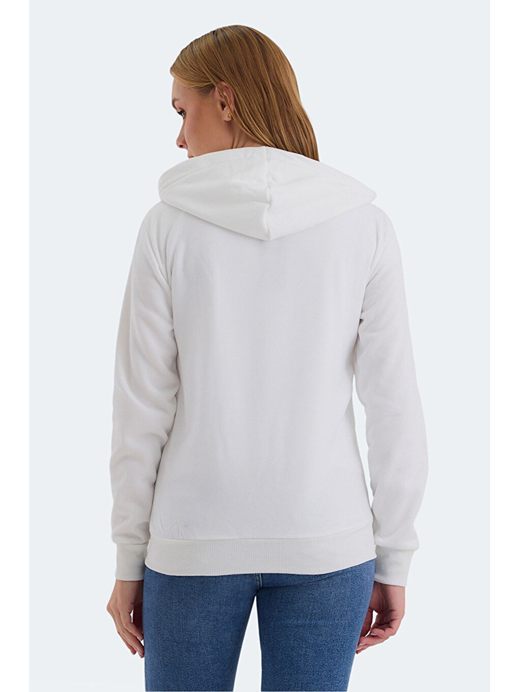 KATYA 2 li set Kadın Fermuarlı Kapüşonlu Cepli Beyaz - Siyah Sweatshirt-5