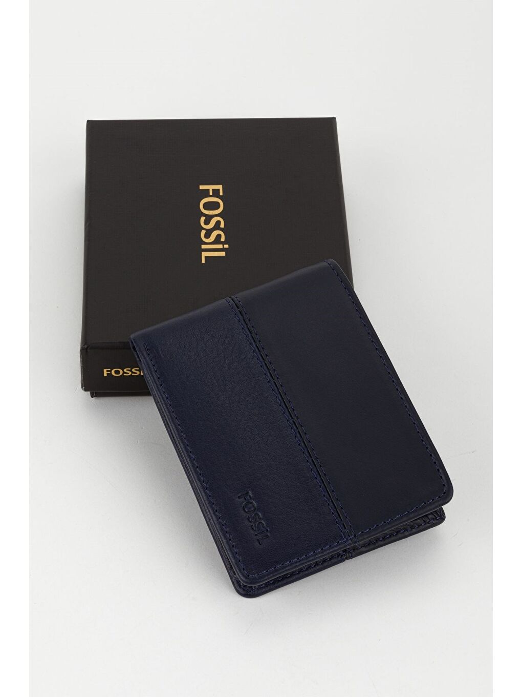 Lacivert Kutulu Hakiki Deri Yatay Dikişli Taba El Portföyü Kartlık Cüzdan-4