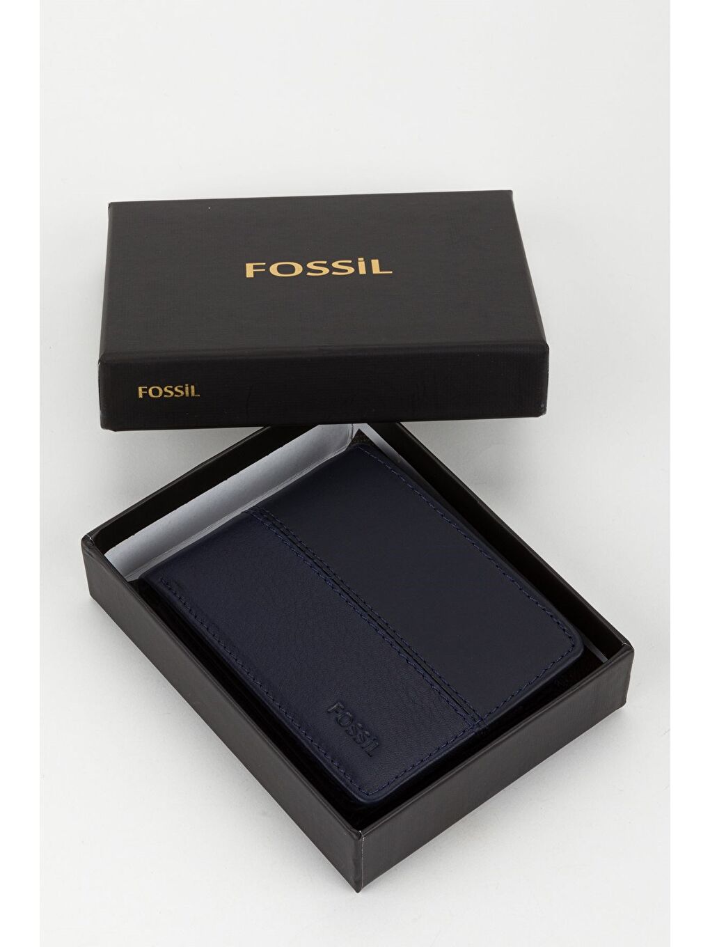 Lacivert Kutulu Hakiki Deri Yatay Dikişli Taba El Portföyü Kartlık Cüzdan-5