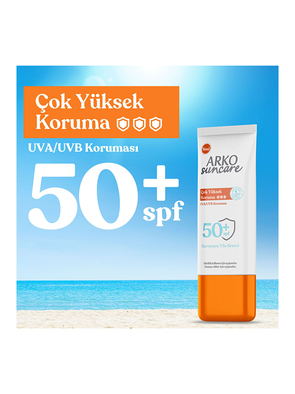 Arko Beyaz Suncare Spf50 Çok Yüksek Korumalı Yüz Güneş Kremi 50 ml - 1