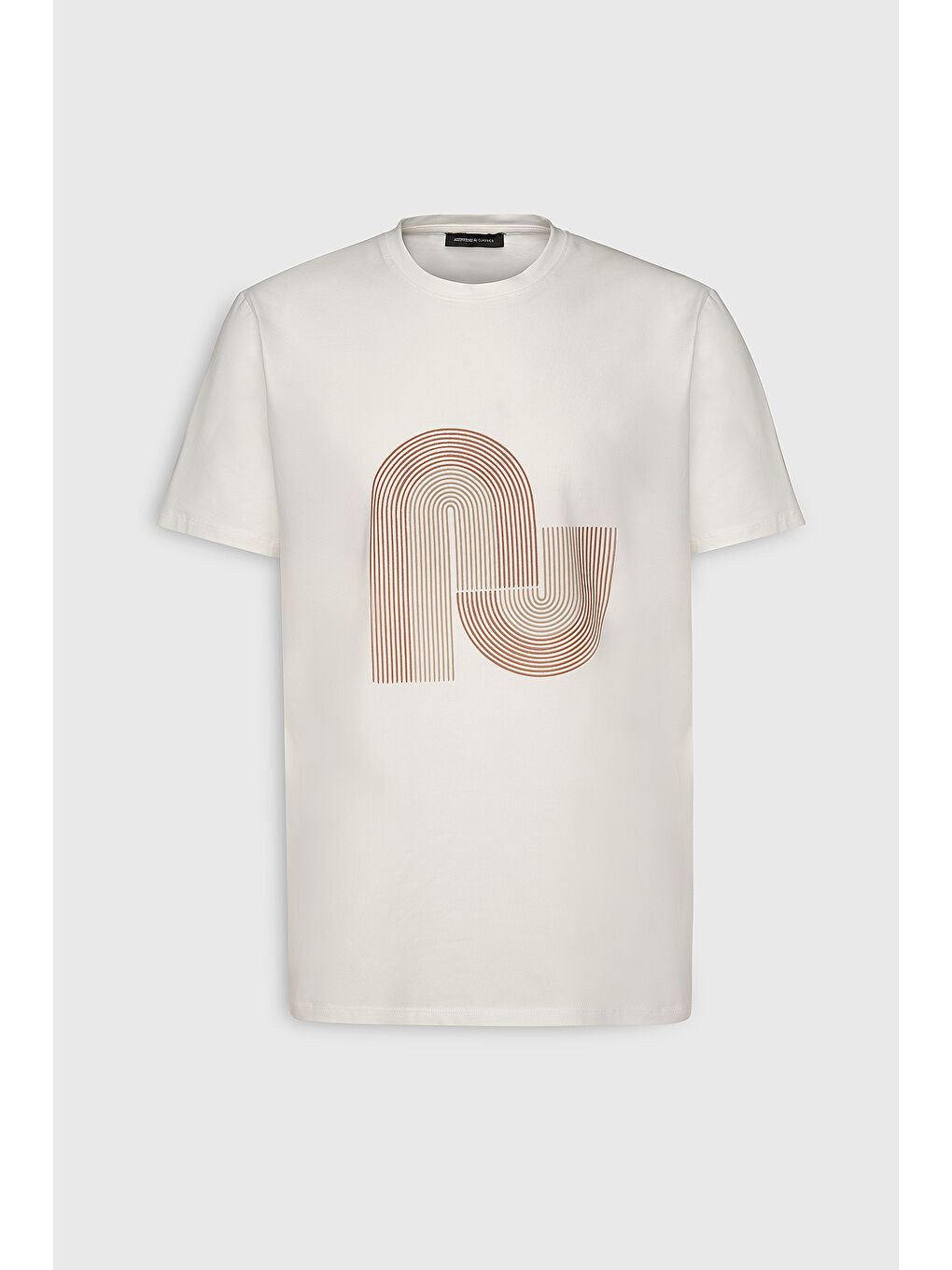 Erkek Beyaz Slim Fit Dar Kesim Pamuklu Esnek Baskılı Bisiklet Yaka Tişört-5