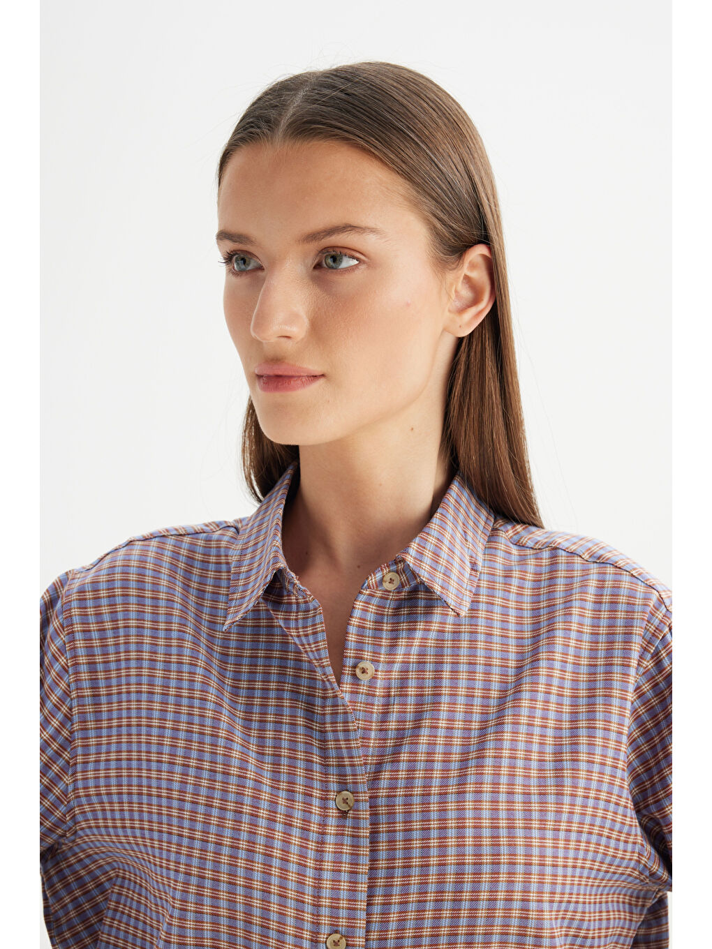 Karışık Loose Fit Rahat Kesim Çok Renkli Ekose Gömlek-3