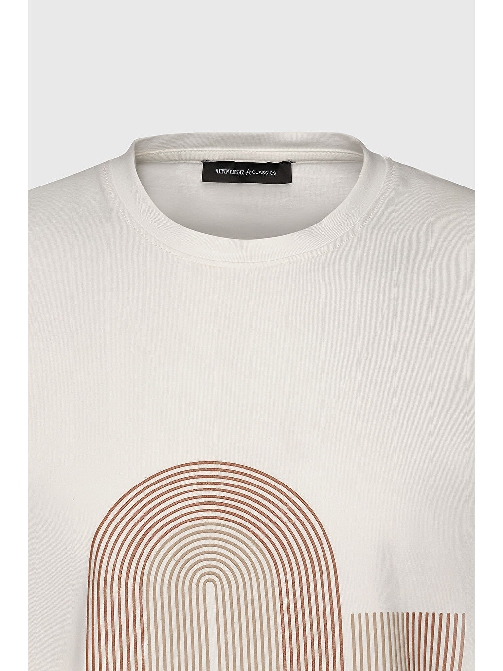 Erkek Beyaz Slim Fit Dar Kesim Pamuklu Esnek Baskılı Bisiklet Yaka Tişört-6