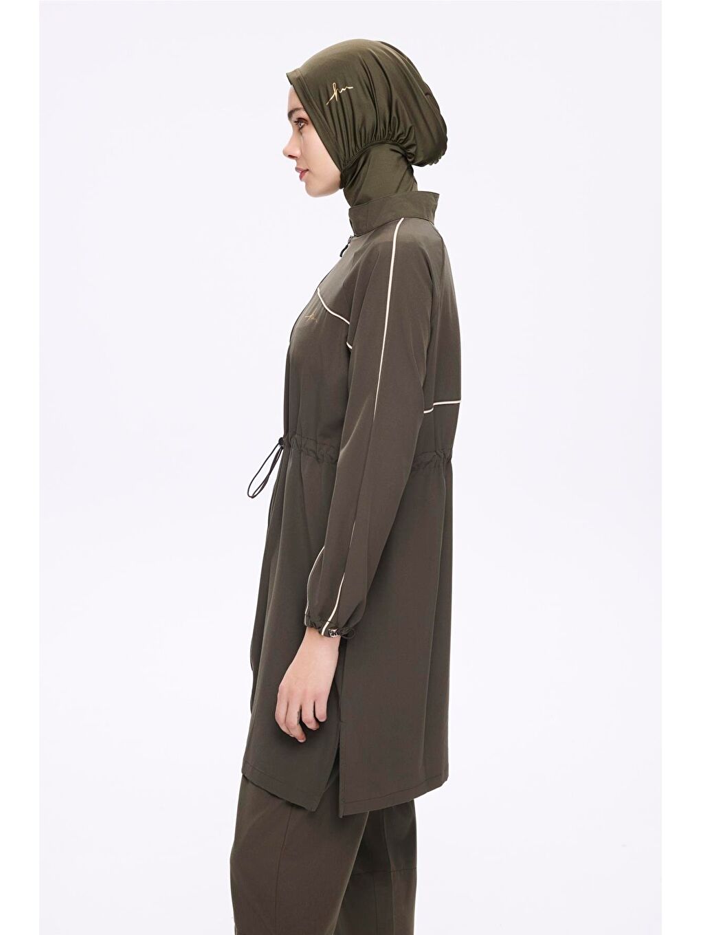 Krem Biyeli Haki 6 Parça Tam Tesettür Mayo Takımı 5013-2