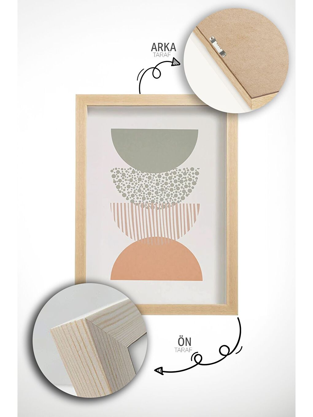 Beyaz Gerçek Ahşap Çerçeveli 3 Parça 3D Poster Tablo Seti 15x20 cm - ERSY3SET24-4