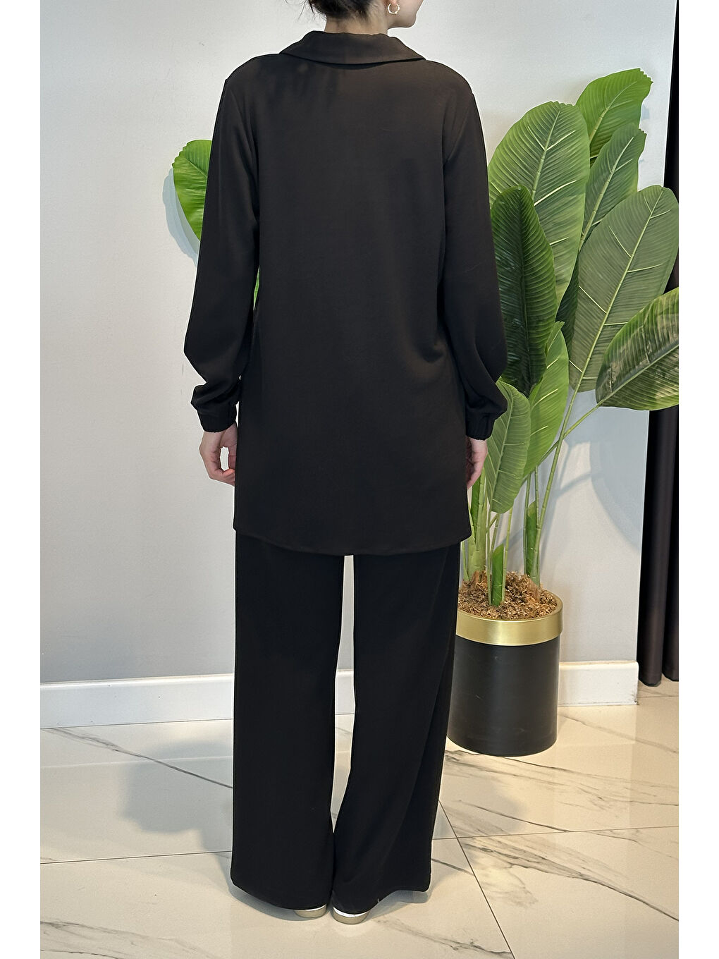 Yaka Detay Örme Modal Takım 19464 Siyah-3