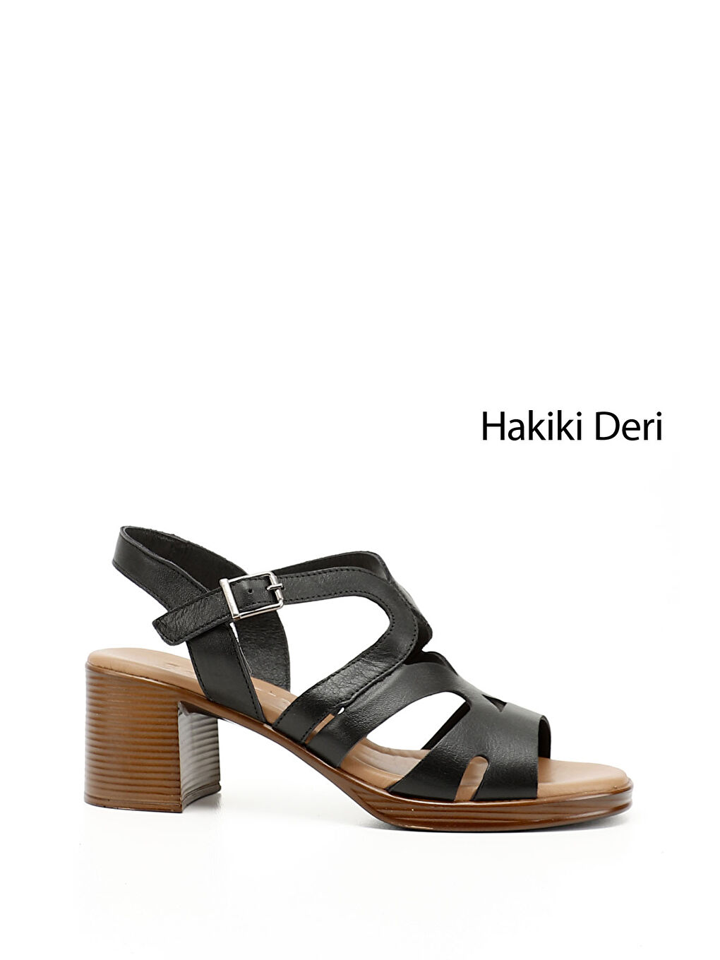 Mor Kadın ZÜMRÜT-SİYAH Kalın Topuklu Hakiki Deri Sandalet