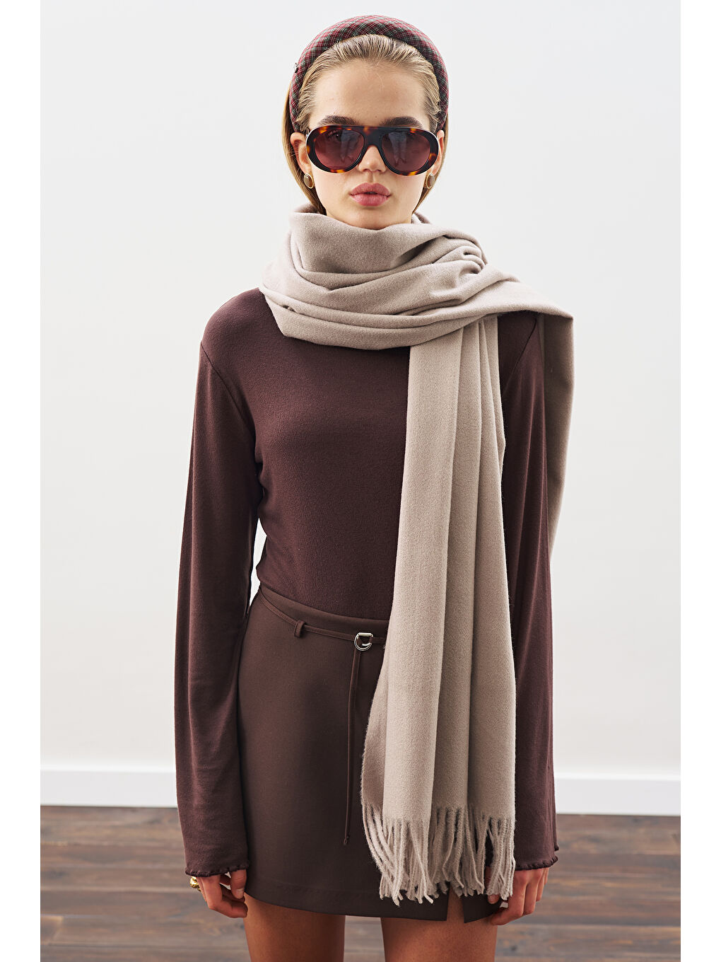 Kaşmir Dokulu Şal Bej