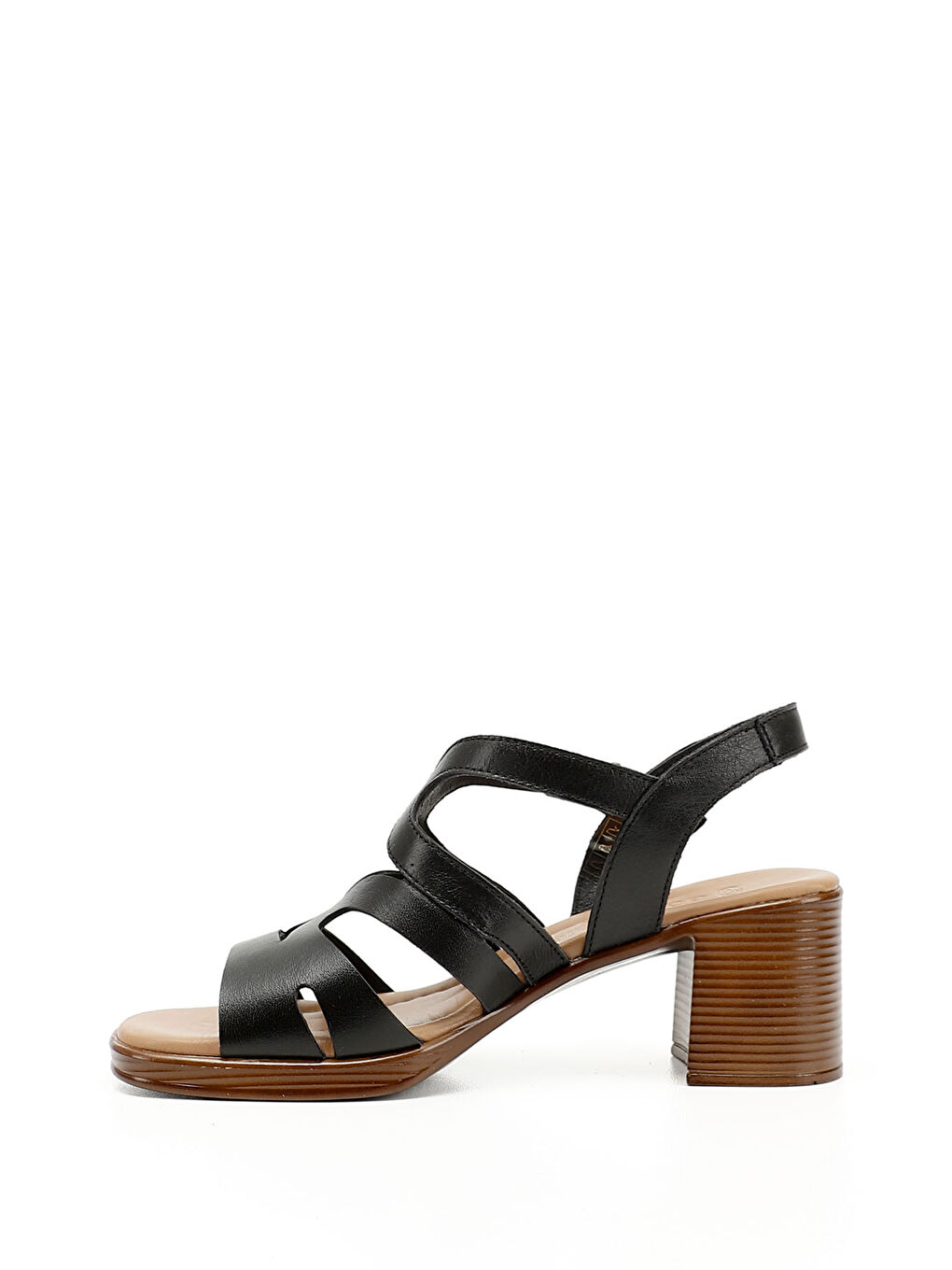 Mor Kadın ZÜMRÜT-SİYAH Kalın Topuklu Hakiki Deri Sandalet-2