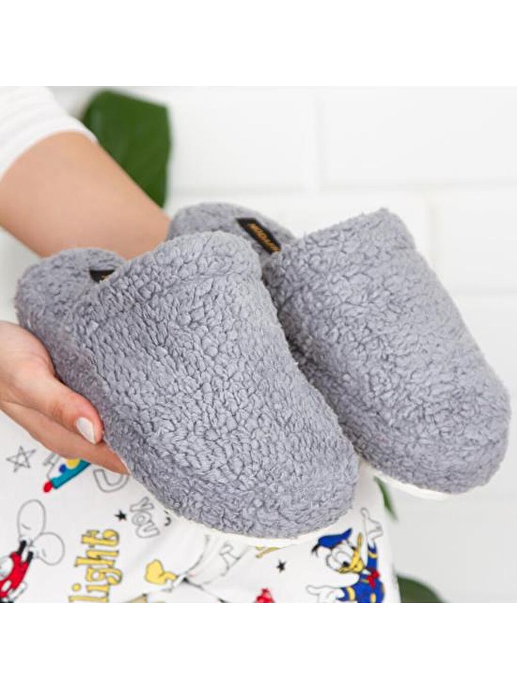 Gri Havlu Kapalı Kadın Ev Terliği Kışlık Terlik Ses Yapmaz-4