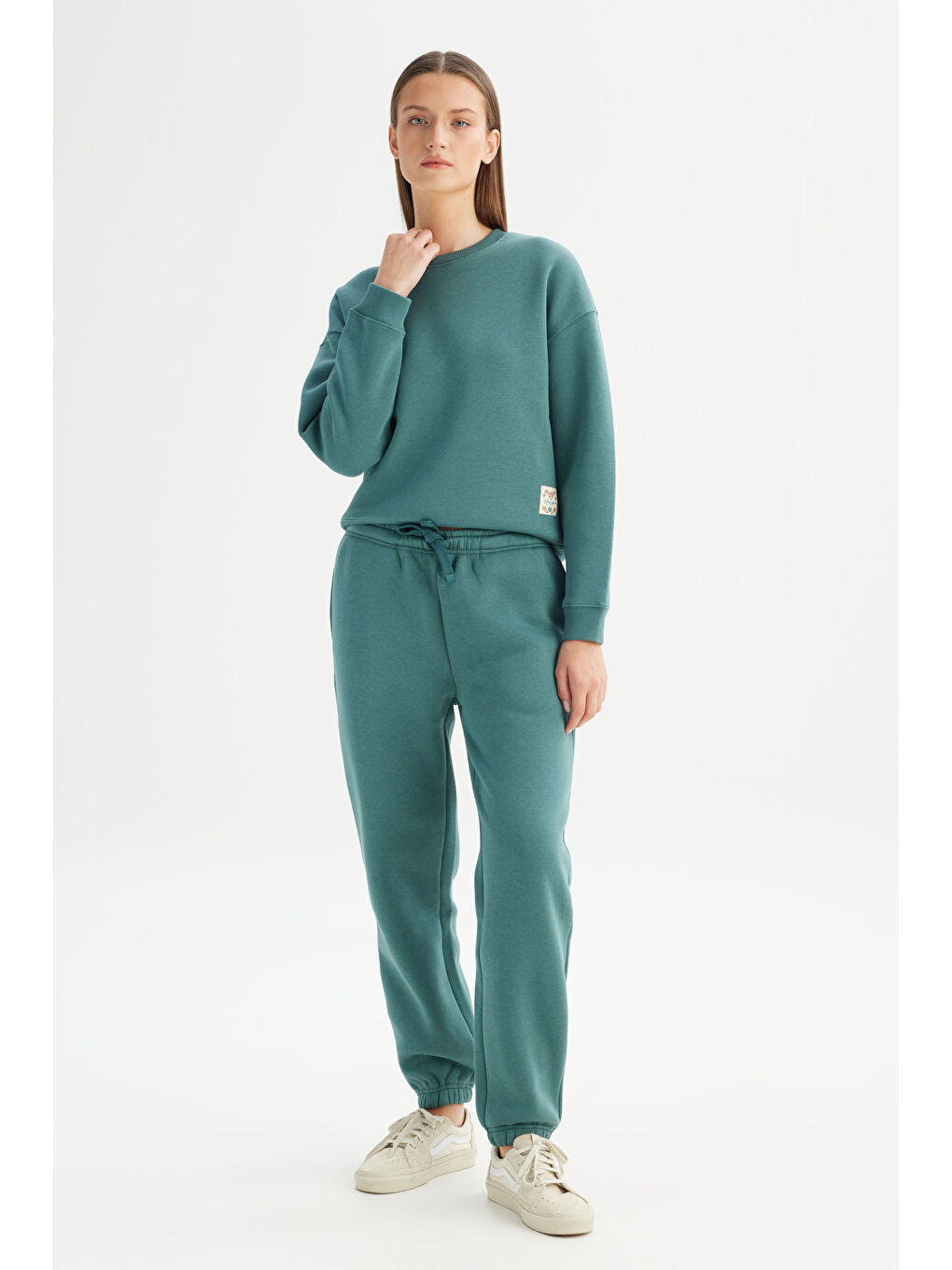 Regular Fit Normal kesim Ribanalı Paça Yeşil Jogger Sweatpant-2